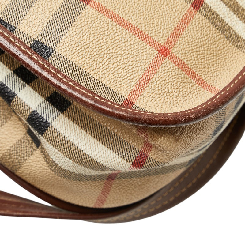 バーバリー ノバチェック シャドーホース 斜め掛け ショルダーバッグ ベージュ マルチカラー PVC レザー レディース BURBERRY 【中古】