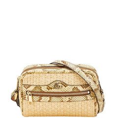 グッチ GGマーモント 斜め掛け ショルダーバッグ 574493 ベージュ ラフィア パイソン レディース GUCCI 【中古】