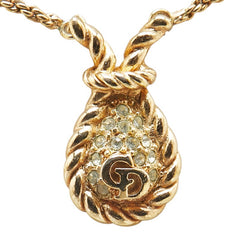 ディオール CDロゴ 縄 ロープ モチーフ ラインストーン ネックレス ゴールド メッキ レディース Dior 【中古】