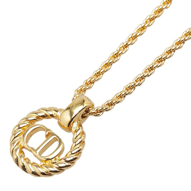 ディオール CDロゴ ラウンド サークル ネックレス ゴールド メッキ レディース Dior 【中古】