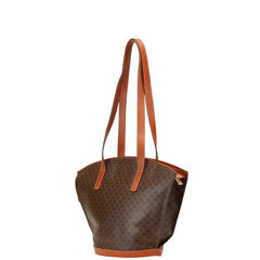 セリーヌ マカダム トートバッグ ハンドバッグ ブラウン PVC レザー レディース CELINE 【中古】