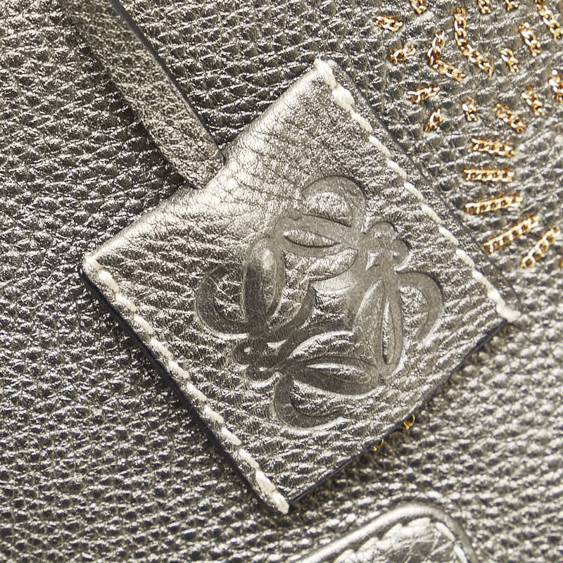ロエベ アナグラム ハンドバッグ トートバッグ グレー レザー レディース LOEWE 【中古】