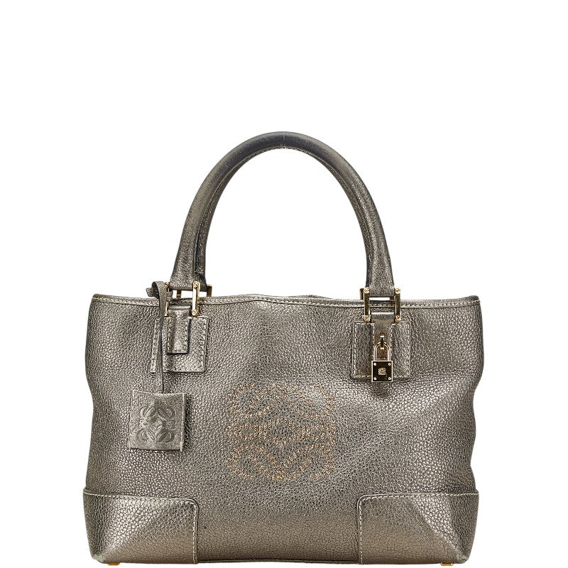 ロエベ アナグラム ハンドバッグ トートバッグ グレー レザー レディース LOEWE 【中古】