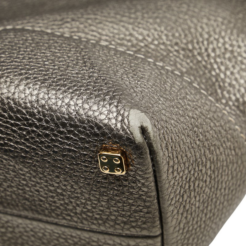 ロエベ アナグラム ハンドバッグ トートバッグ グレー レザー レディース LOEWE 【中古】