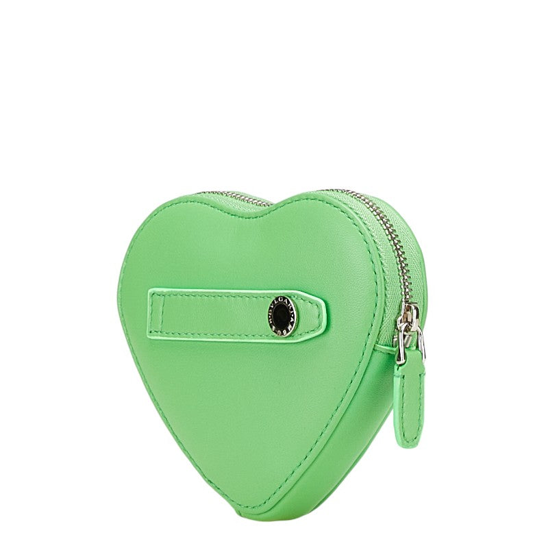 ブルガリ ×アンブッシュ セルペンティ ハート コインケース 小銭入れ グリーン ラムスキン レディース BVLGARI 【中古】