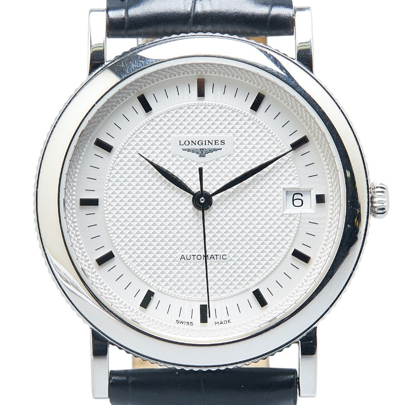 ロンジン クラシック アーネストフランシロン 腕時計 L4.647.4 自動巻き シルバー文字盤 ステンレススチール レザー メンズ LONGINES 【中古】
