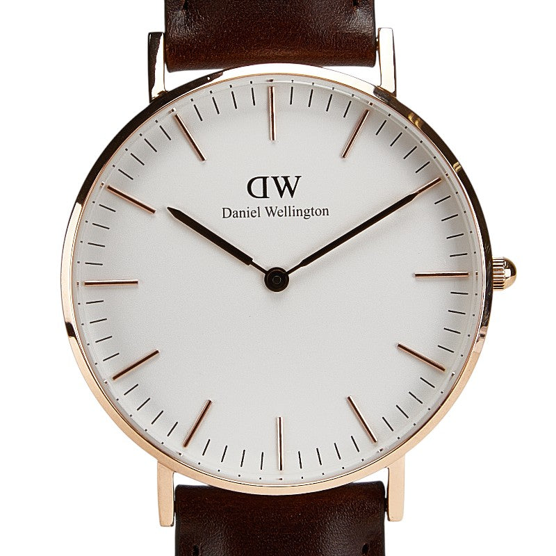 ダニエルウェリントン Classic Bristol 腕時計 DE00100039 クオーツ ホワイト文字盤 ステンレススチール レザー レディース Daniel Wellington 【中古】