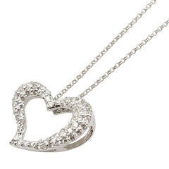 K18WG ホワイトゴールド ダイヤ0.53ct ハート モチーフ ペンダントネックレス レディース 【中古】