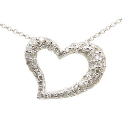 K18WG ホワイトゴールド ダイヤ0.53ct ハート モチーフ ペンダントネックレス レディース 【中古】