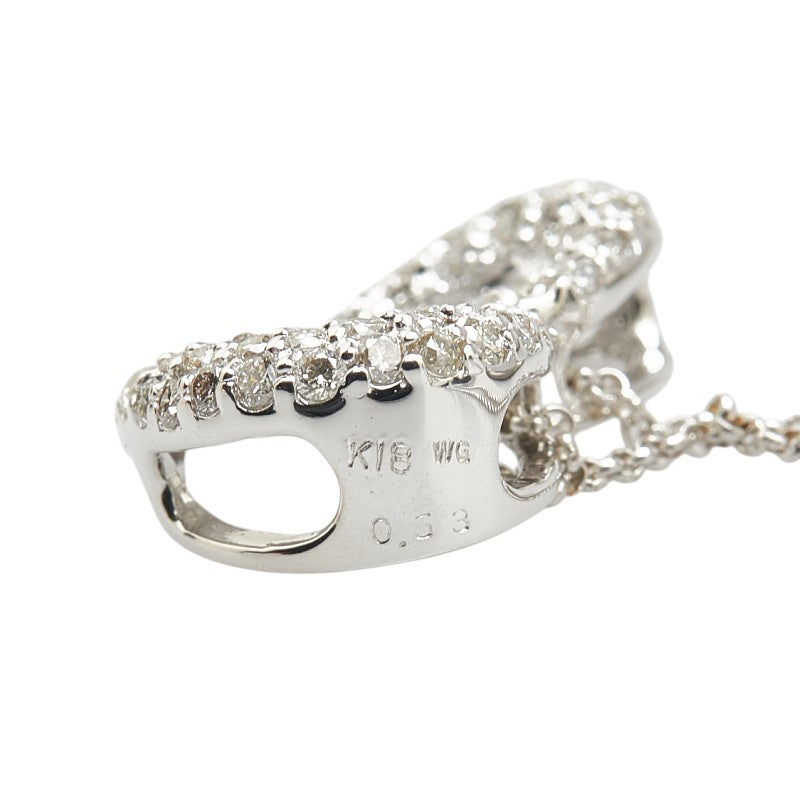 K18WG ホワイトゴールド ダイヤ0.53ct ハート モチーフ ペンダントネックレス レディース 【中古】
