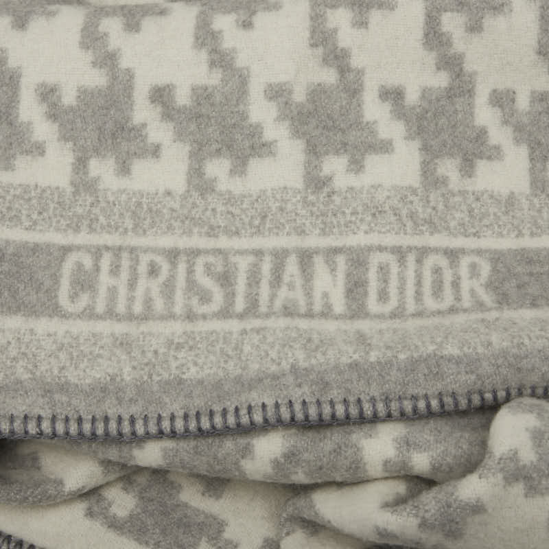 クリスチャンディオール 千鳥格子 ショール グレー アイボリー カシミヤ レディース Christian Dior 【中古】