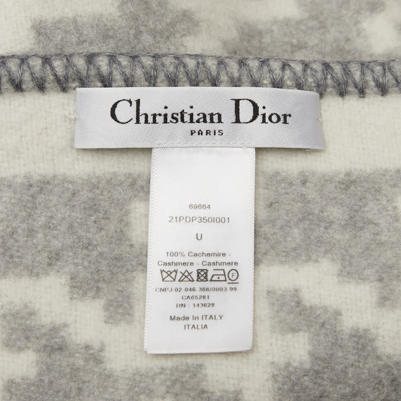 クリスチャンディオール 千鳥格子 ショール グレー アイボリー カシミヤ レディース Christian Dior 【中古】