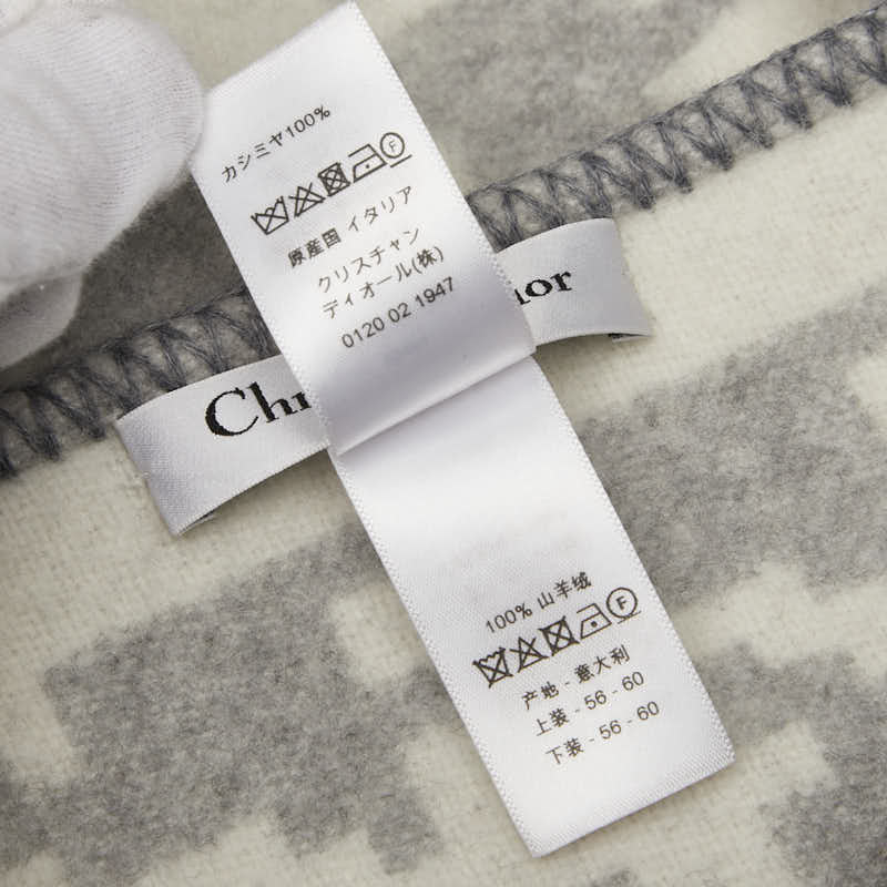 クリスチャンディオール 千鳥格子 ショール グレー アイボリー カシミヤ レディース Christian Dior 【中古】