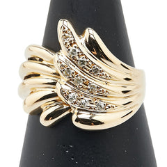 K18YG イエローゴールド ダイヤ0.12ct 三越 フェザー 羽 モチーフ リング 指輪 レディース 11号 【中古】