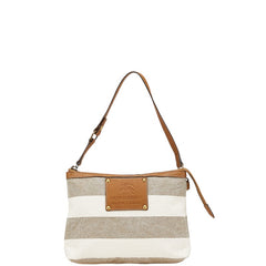 バーバリー ブルーレーベル ハンドバッグ グレー ホワイト キャンバス レザー レディース BURBERRY 【中古】