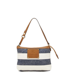 バーバリー ブルーレーベル ハンドバッグ ブルー ホワイト キャンバス レザー レディース BURBERRY 【中古】