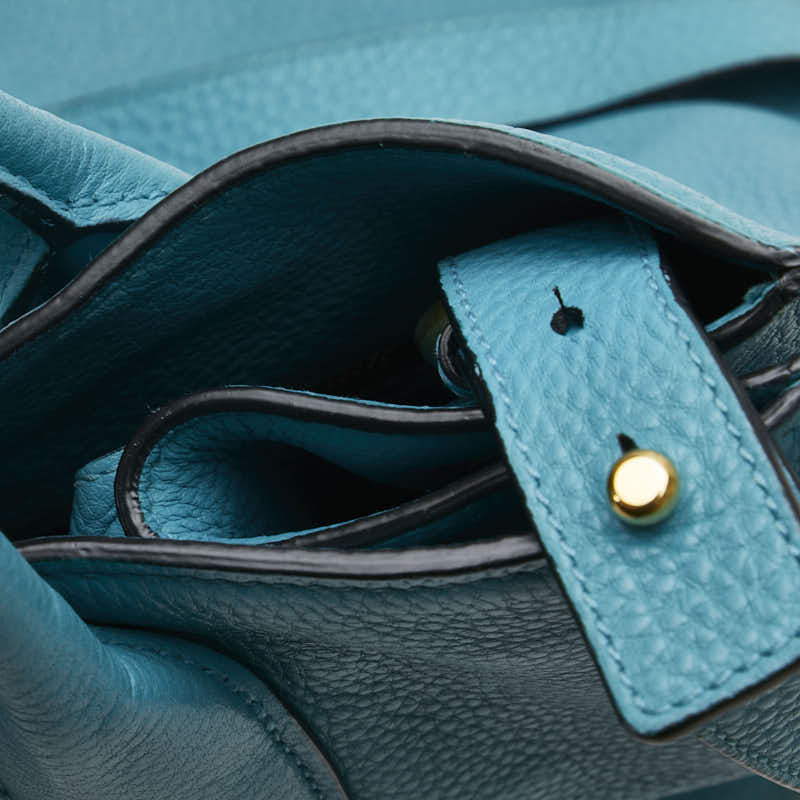 プラダ 三角ロゴプレート ハンドバッグ ショルダーバッグ 2WAY ライトブルー レザー レディース PRADA 【中古】
