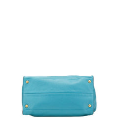 プラダ 三角ロゴプレート ハンドバッグ ショルダーバッグ 2WAY ライトブルー レザー レディース PRADA 【中古】