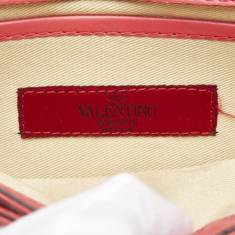 ヴァレンティノ ロックスタッズ チェーン ショルダーバッグ ピンク レザー レディース VALENTINO 【中古】