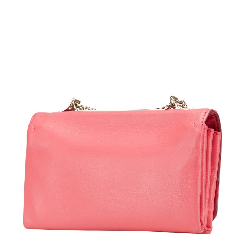 ヴァレンティノ ロックスタッズ チェーン ショルダーバッグ ピンク レザー レディース VALENTINO 【中古】