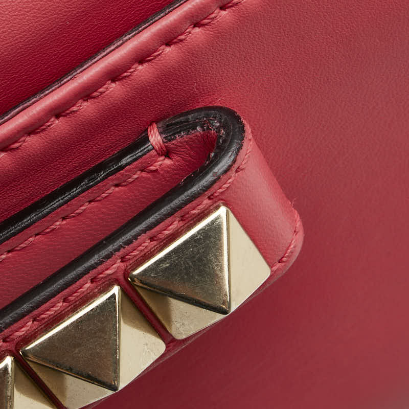 ヴァレンティノ ロックスタッズ チェーン ショルダーバッグ ピンク レザー レディース VALENTINO 【中古】