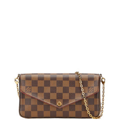 ルイ ヴィトン ダミエ ポシェット フェリシー チェーン ショルダーバッグ N40492 ブラウン PVC レディース LOUIS VUITTON 【中古】