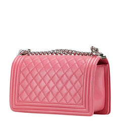 シャネル マトラッセ ボーイシャネル ココマーク チェーン ショルダーバッグ ピンク ラムスキン レディース CHANEL 【中古】