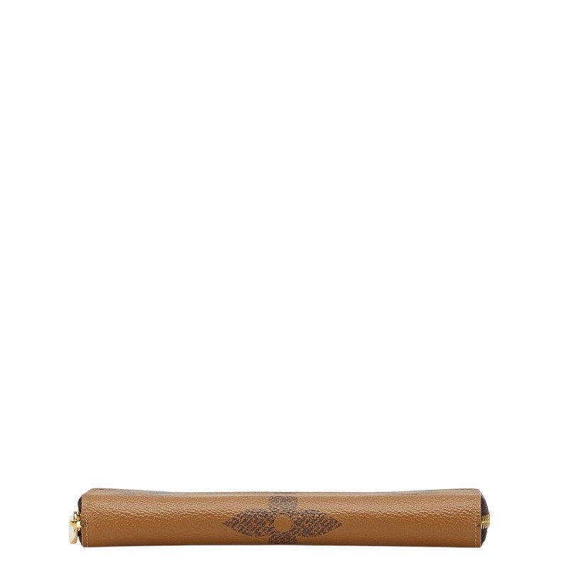 ルイ ヴィトン モノグラム ジャイアント リバース ラウンドファスナー 長財布 M69353 ブラウン PVC レザー レディース LOUIS VUITTON 【中古】