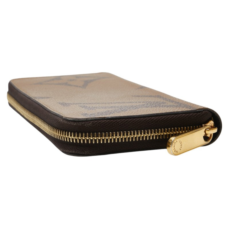 ルイ ヴィトン モノグラム ジャイアント リバース ラウンドファスナー 長財布 M69353 ブラウン PVC レザー レディース LOUIS VUITTON 【中古】