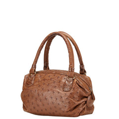 バリー ミニボストンバッグ ハンドバッグ ブラウン オーストリッチ レディース BALLY 【中古】