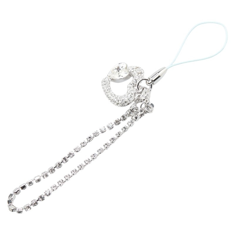 スワロフスキー ハート キーホルダー チャーム ストラップ シルバー クリスタル メタル レディース SWAROVSKI 【中古】