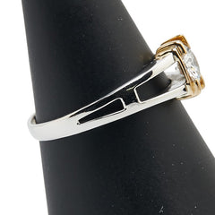Pt900 プラチナ K18YG イエローゴールド コンビ ダイヤ0.592ct リング 指輪 メンズ 21号 【中古】