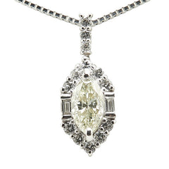 Pt900 プラチナ Pt850 プラチナ ダイヤ0.46ct ダイヤ0.20ct ペンダントネックレス レディース 【中古】