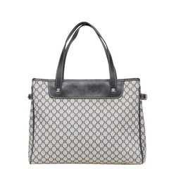 セリーヌ マカダム ハンドバッグ トートバッグ グレー ブラック キャンバス レザー レディース CELINE 【中古】