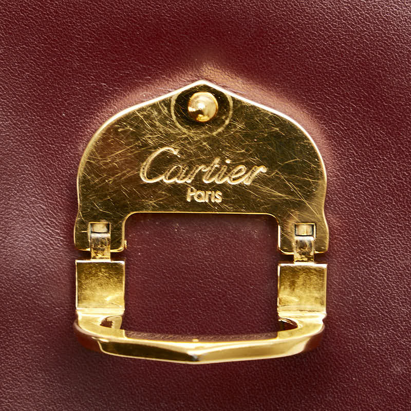 カルティエ マストライン ショルダーバッグ ワインレッド ボルドー レザー レディース CARTIER 【中古】