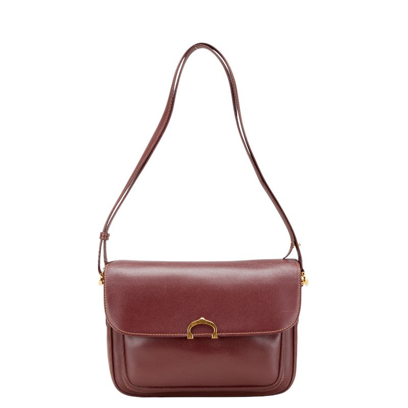 カルティエ マストライン ショルダーバッグ ワインレッド ボルドー レザー レディース CARTIER 【中古】