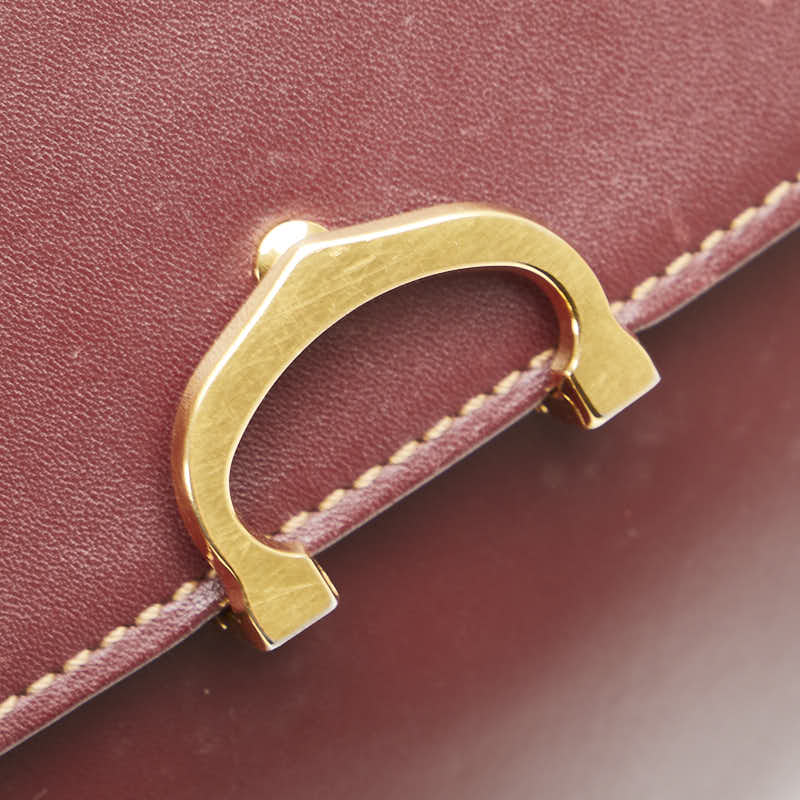 カルティエ マストライン ショルダーバッグ ワインレッド ボルドー レザー レディース CARTIER 【中古】