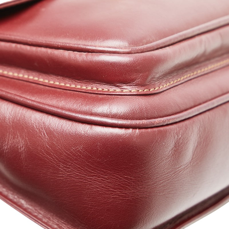 カルティエ マストライン ショルダーバッグ ワインレッド ボルドー レザー レディース CARTIER 【中古】