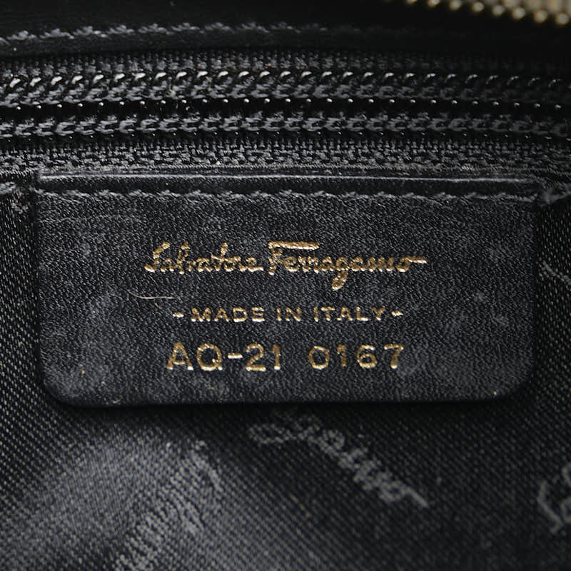 サルヴァトーレフェラガモ ガンチーニ ハンドバッグ ショルダーバッグ 2WAY AQ-21 0167 ブラック レザー レディース Salvatore Ferragamo 【中古】