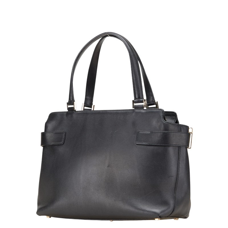 サルヴァトーレフェラガモ ガンチーニ ハンドバッグ ショルダーバッグ 2WAY AQ-21 0167 ブラック レザー レディース Salvatore Ferragamo 【中古】