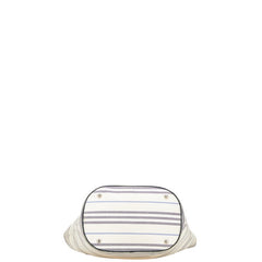 バーバリー ボーダー トートバッグ ハンドバッグ アイボリー ネイビー キャンバス レザー レディース BURBERRY 【中古】