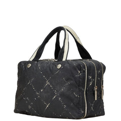 シャネル 旧トラベルライン ハンドバッグ ミニボストンバッグ ブラック ホワイト ナイロン レディース CHANEL 【中古】