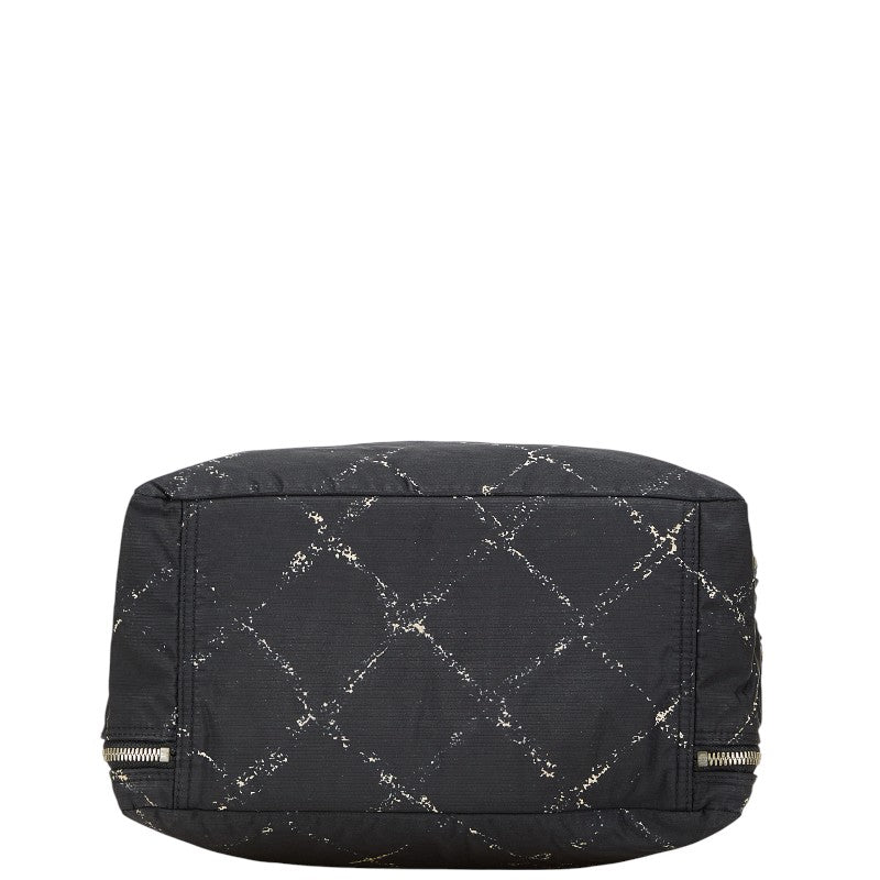 シャネル 旧トラベルライン ハンドバッグ ミニボストンバッグ ブラック ホワイト ナイロン レディース CHANEL 【中古】