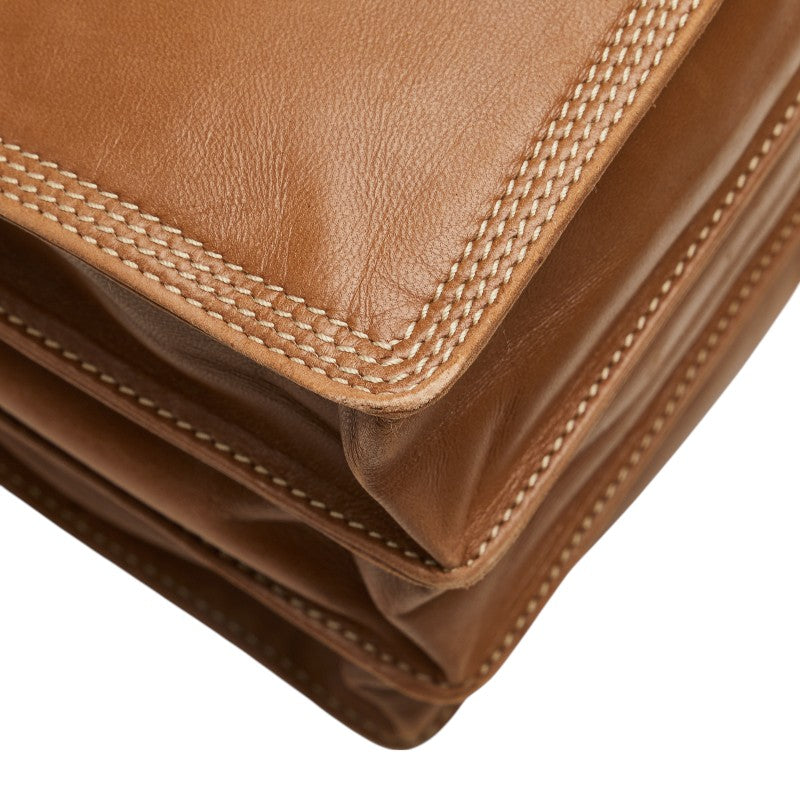 ロエベ アナグラム ショルダーバッグ ブラウン レザー レディース LOEWE 【中古】
