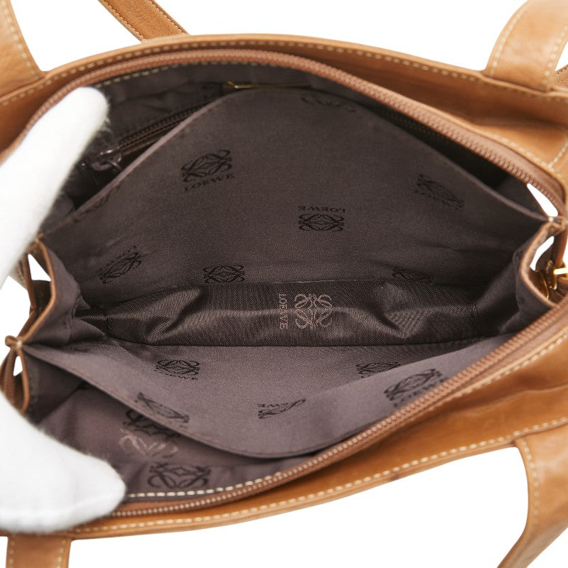 ロエベ アナグラム ショルダーバッグ ブラウン レザー レディース LOEWE 【中古】