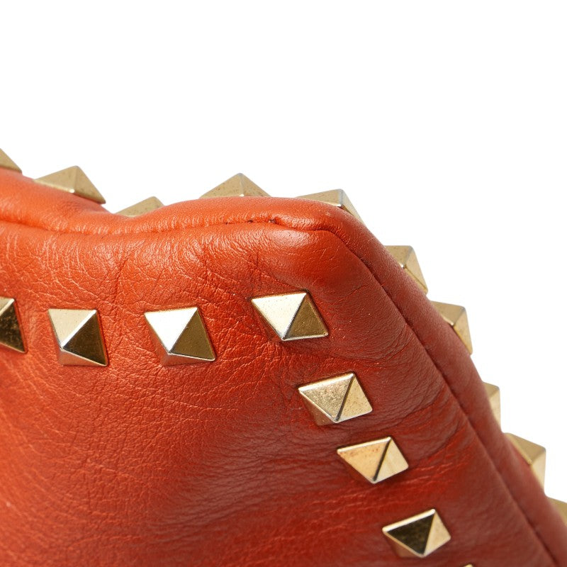 ヴァレンティノ ロックスタッズ クラッチバッグ セカンドバッグ オレンジ レザー レディース VALENTINO 【中古】