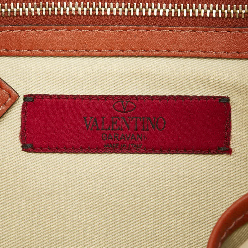 ヴァレンティノ ロックスタッズ クラッチバッグ セカンドバッグ オレンジ レザー レディース VALENTINO 【中古】