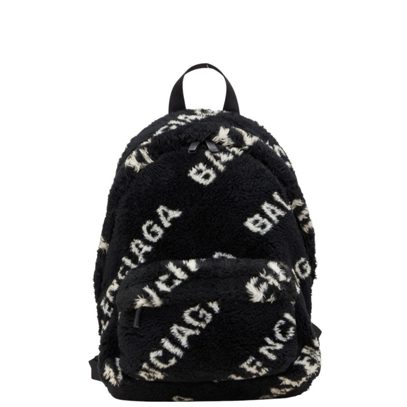 バレンシアガ エブリデイ リュック バックパック ブラック ホワイト フェイクファー レザー レディース BALENCIAGA 【中古】
