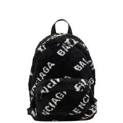 バレンシアガ エブリデイ リュック バックパック ブラック ホワイト フェイクファー レザー レディース BALENCIAGA 【中古】