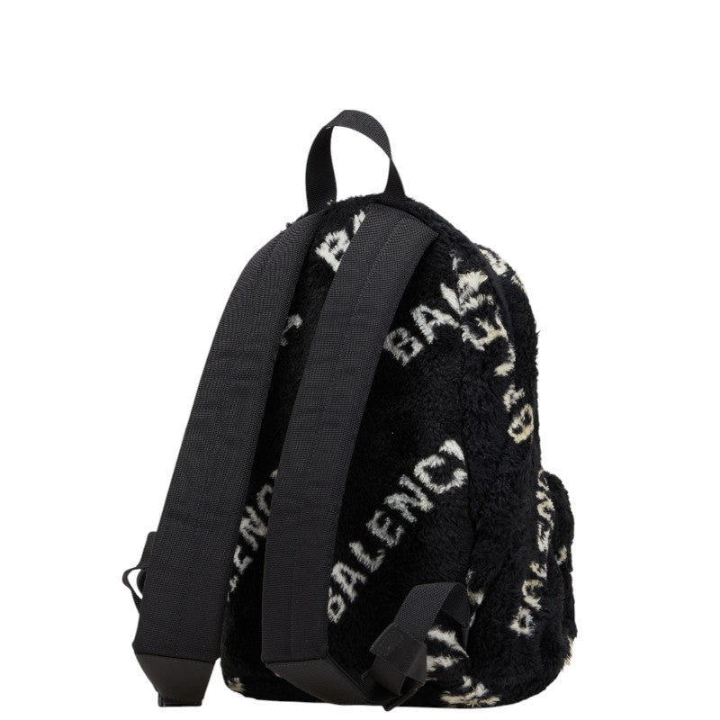 バレンシアガ エブリデイ リュック バックパック ブラック ホワイト フェイクファー レザー レディース BALENCIAGA 【中古】